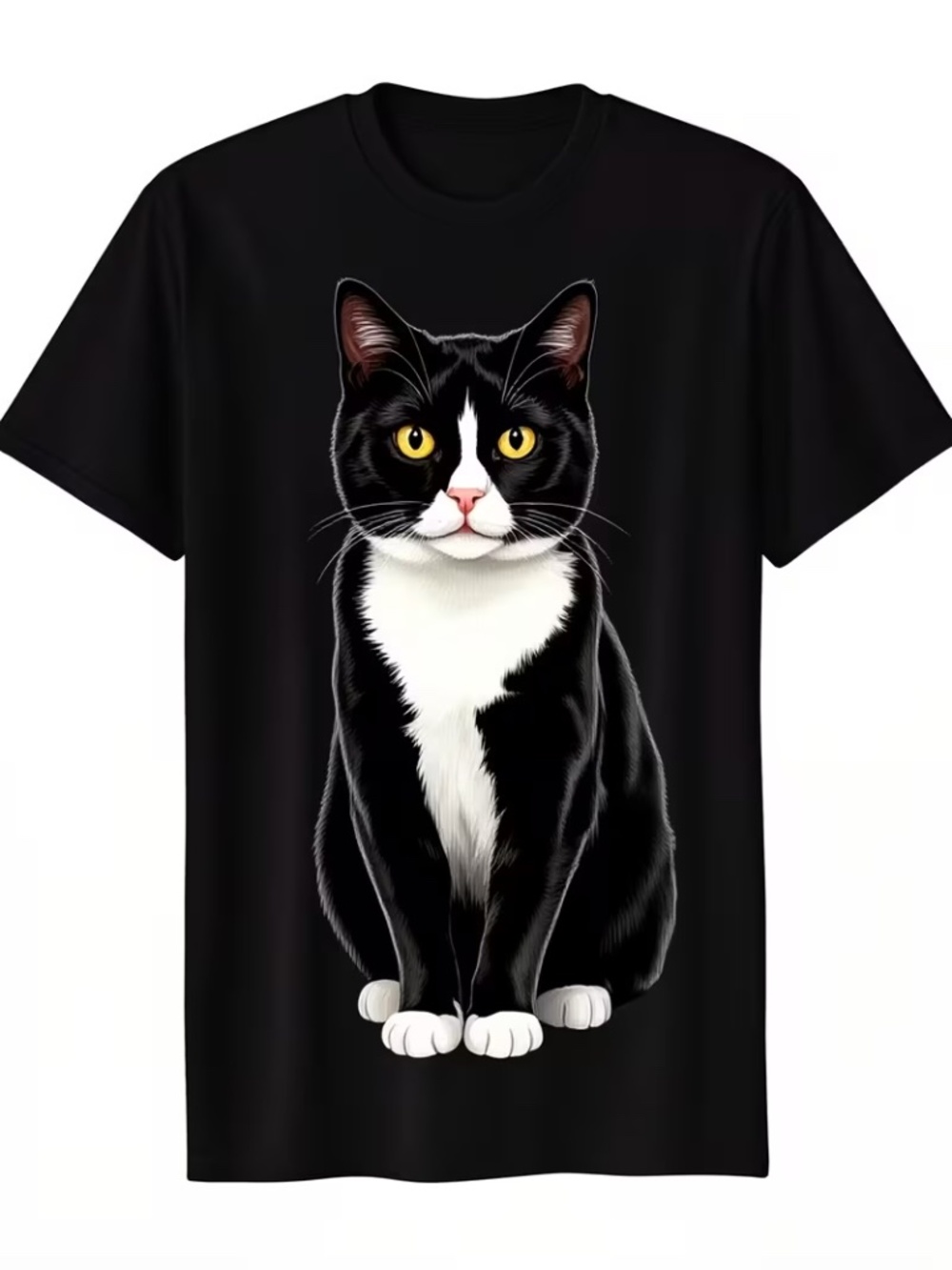 Tuxedo Cat Graphic Black Short Sleeve T-Shirt 3XL